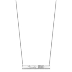 10k White Gold Signature and Fingerprint Bar Necklace