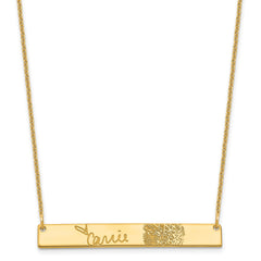 14K Rose Gold Signature and Fingerprint Bar Necklace