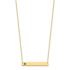 14KY 1 Birthstone w/ 14k Bezel Large Bar Necklace