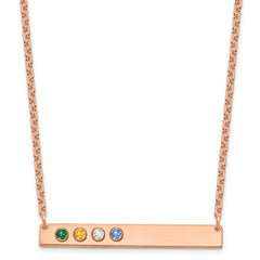 14K Rose Gold 4 Birthstone w/ 14k Bezel Large Bar Necklace
