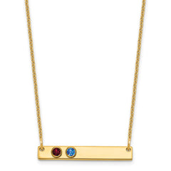 14KY 2 Birthstone w/ 14k Bezel Small Bar Necklace
