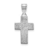 10k White Gold Small Cross Fingerprint Pendant