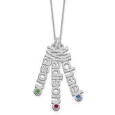 10kw Satin 3 Names Birthstone w/ 14k Bezel Necklace