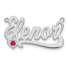 Sterling Silver/Rhodium-plated Birthstone Heart Name Plate
