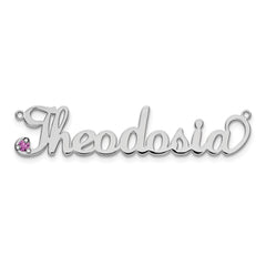 Sterling Silver/Rhodium-plated Birthstone Name Plate