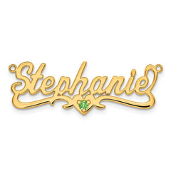 14k Yellow Gold Birthstone Heart Name Plate - 2
