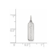 10k White Gold Script Font Name Bar Charm