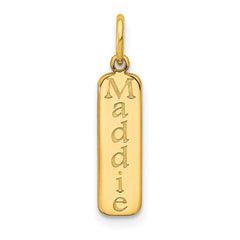 14k Yellow Gold Block Font Name Bar Charm