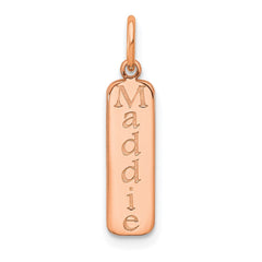 14k Rose Gold Block Font Name Bar Charm