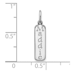 10k White Gold Block Font Name Bar Charm