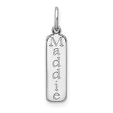 10k White Gold Block Font Name Bar Charm