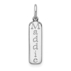 10k White Gold Block Font Name Bar Charm