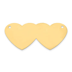 14k Yellow Gold Double Heart Name Plate