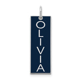 10K White Large Enameled Name Bar Charm