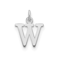 Sterling Silver Rhodium-plated Letter W Initial Charm - 2
