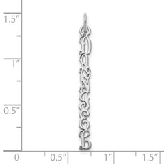 10k White Gold QG Vine Font Name Plate Charm