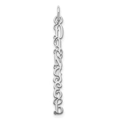 10k White Gold QG Vine Font Name Plate Charm