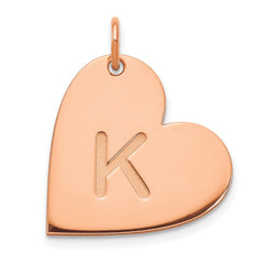 14k Rose Gold Initial Heart Charm
