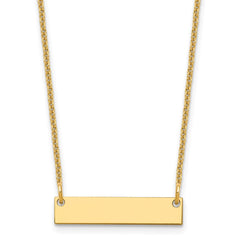 14k Yellow Gold Small Blank Bar Necklace - 2