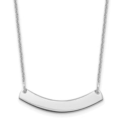 14k White Gold Small Curved Blank Bar Necklace