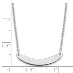 Sterling Silver/Rhodium-plated Small Curved Blank Bar Necklace - 3