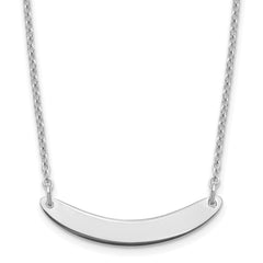 Sterling Silver/Rhodium-plated Small Curved Blank Bar Necklace - 3