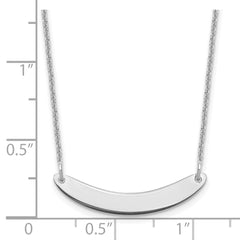 14k White Gold Small Curved Blank Bar Necklace - 2