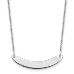 14k White Gold Small Curved Blank Bar Necklace - 2