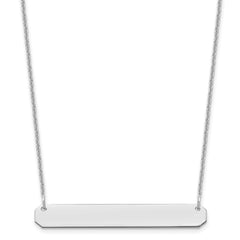 14k White Gold Medium Blank Bar Necklace