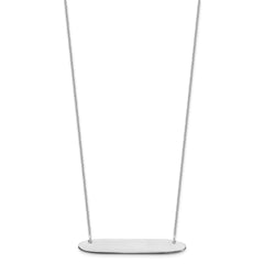 14k White Gold Medium Oblong Blank Bar Necklace