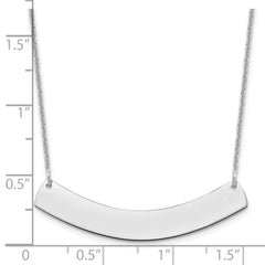 10k White Gold Medium Curved Blank Bar Necklace - 2