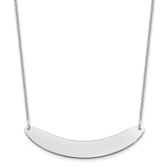 14k White Gold Medium Curved Blank Bar Necklace