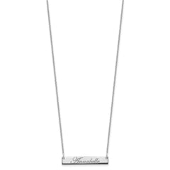 10k White Gold Small EDWARDIAN SCRIPT Bar Necklace - 2