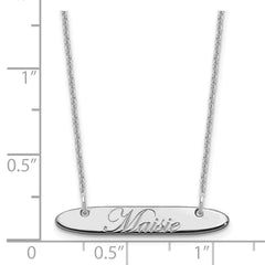10k White Gold Small Oblong EDWARDIAN SCRIPT Bar Necklace