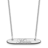 10k White Gold Small Oblong EDWARDIAN SCRIPT Bar Necklace
