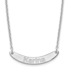 SS/Rhod-plated Small ARIAL ROUNDED Curved Bar Necklace