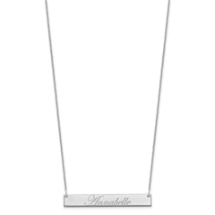 10k White Gold Medium EDWARDIAN SCRIPT Bar Necklace - 3