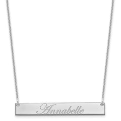 10k White Gold Medium EDWARDIAN SCRIPT Bar Necklace - 3