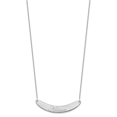 10k White Gold Medium EDWARDIAN SCRIPT Curved Bar Necklace - 2