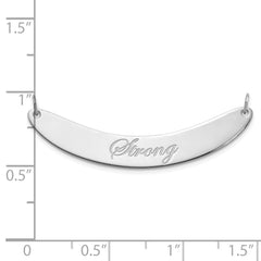 10k White Gold Medium EDWARDIAN SCRIPT Curved Bar Necklace - 2