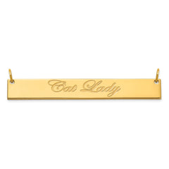 14k Yellow Gold Large EDWARDIAN SCRIPT Bar Necklace - 2