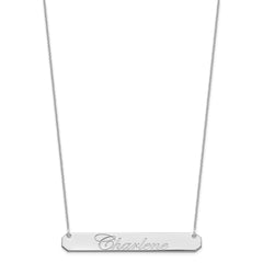 14k White Gold Large EDWARDIAN SCRIPT Bar Necklace - 3