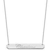 10k White Gold Large EDWARDIAN SCRIPT Bar Necklace - 2