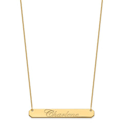 14k Yellow Gold Large EDWARDIAN SCRIPT Bar Necklace - 3