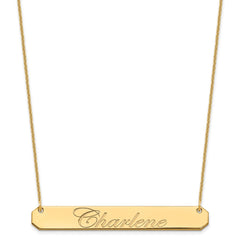 14k Yellow Gold Large EDWARDIAN SCRIPT Bar Necklace - 3