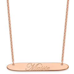 SS/Rose-plated Large Oblong EDWARDIAN SCRIPT Bar Necklace