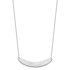 10k White Gold Large EDWARDIAN SCRIPT Curved Bar Necklace - 2