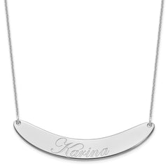 10k White Gold Large EDWARDIAN SCRIPT Curved Bar Necklace - 2