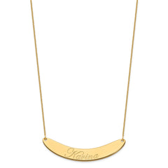 14k Yellow Gold Large EDWARDIAN SCRIPT Curved Bar Necklace - 2