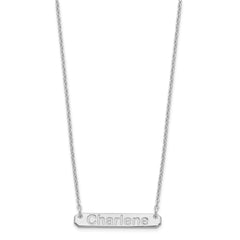 SS/Rhodium-plated Small Polished Arial Rounded Bar Necklace